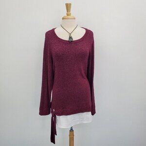 Simply Vera Vera Wang Womens Long Sleeve Layered Tunic Top Size XL Side Tie